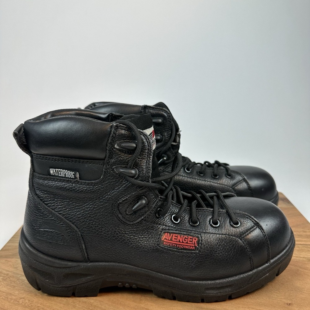 New Mens Avenger Waterproof Leather‎ Black Safety Toe Work Boots Shoes  Sz 11 M